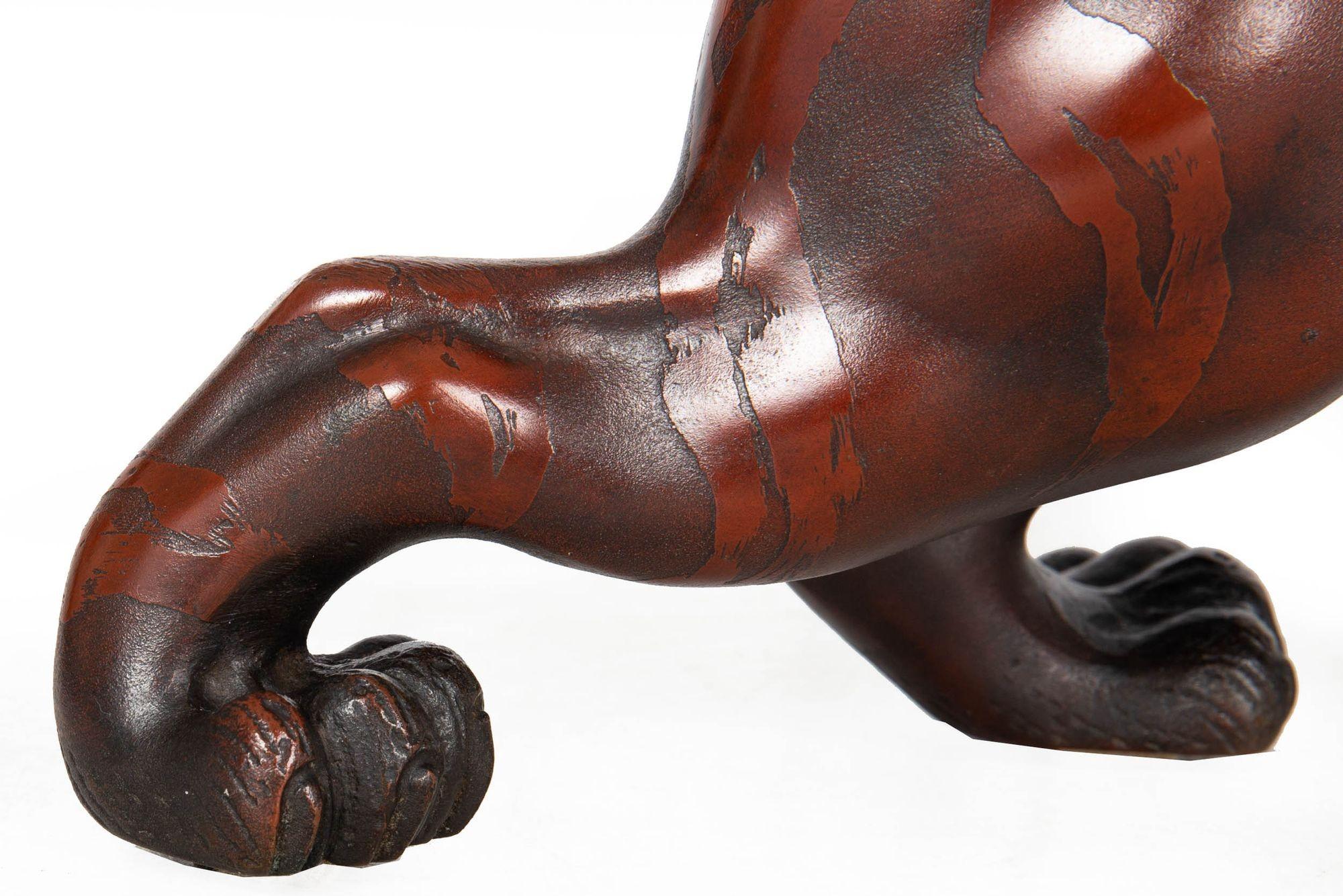 Japanese Meiji Period Bronze Okimono Sculpture of a Roaring Tiger, 27” wide For Sale 8