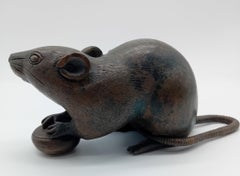 Japanese Meiji Period Bronze Rat Okimono, Signed Seiya, Late 19th Century