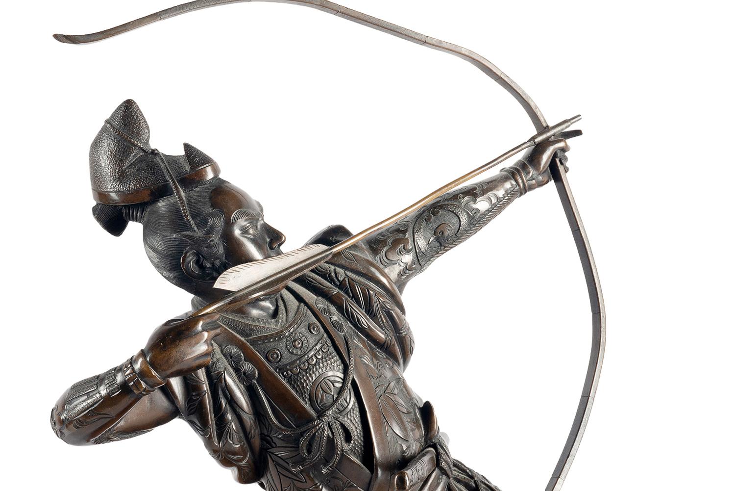 Patinated Japanese Meiji Period Bronze Samurai Warrior, circa 1890