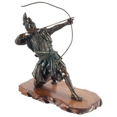 Guerrier samouraï japonais en bronze de la période Meiji:: vers 1890