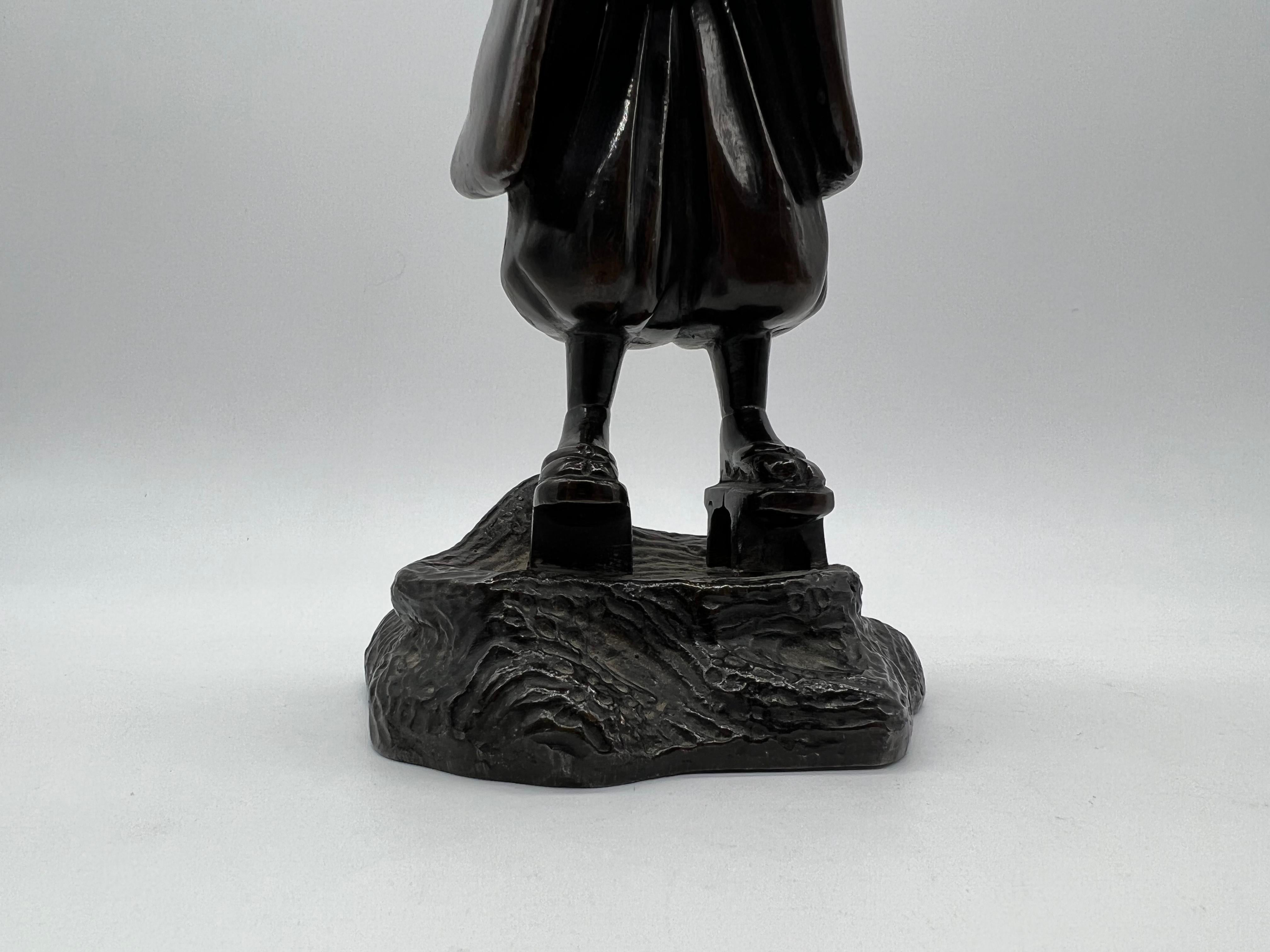 Japanese Meiji Period Bronze Sculpture Girl 3