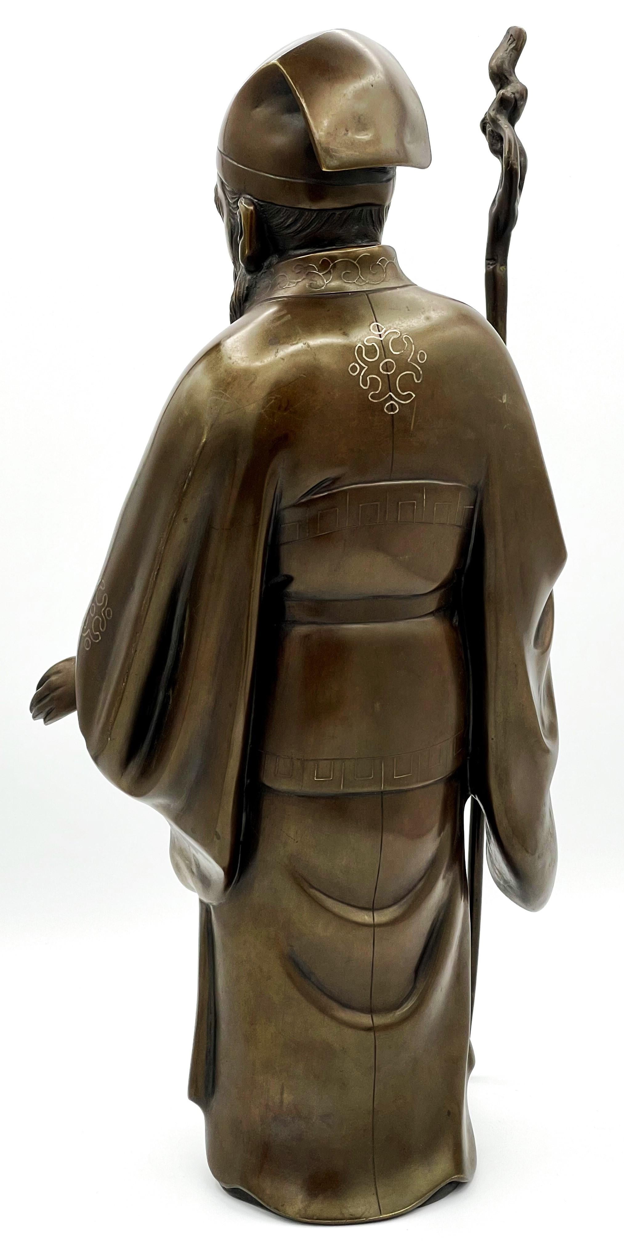 Japonisme Sculpture japonaise en bronze de la période Meiji représentant un jérodien (vieil homme), vers 1890 1890 en vente