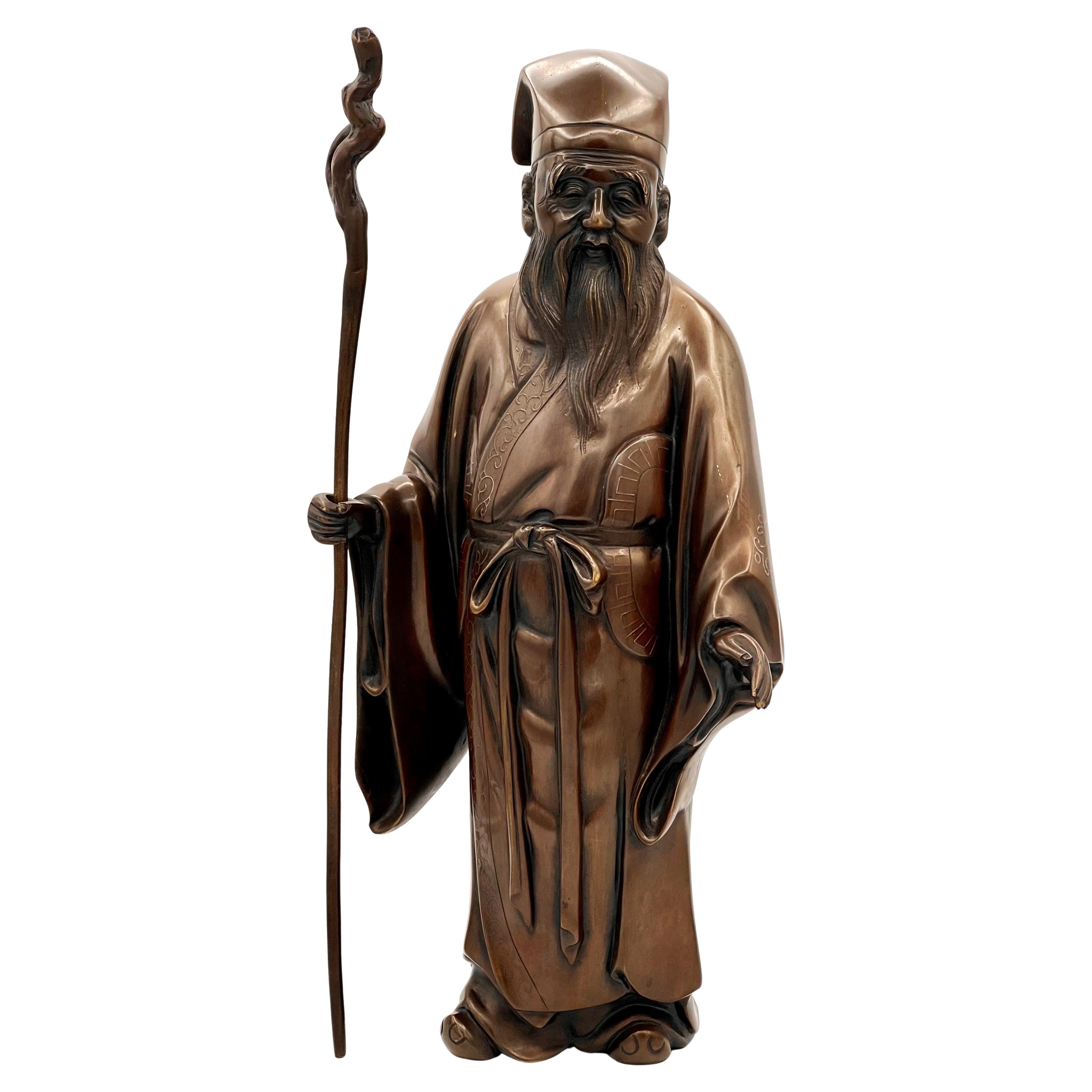 Scultura in bronzo giapponese del periodo Meiji di Jerodian (Vecchio), 1890 ca. 1890