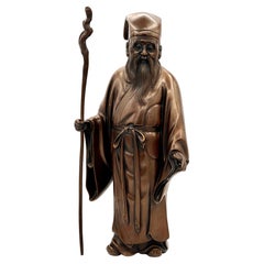 Japanese Meiji Period Bronze Sculpture of Jerodian (Old Man), Ca. 1890