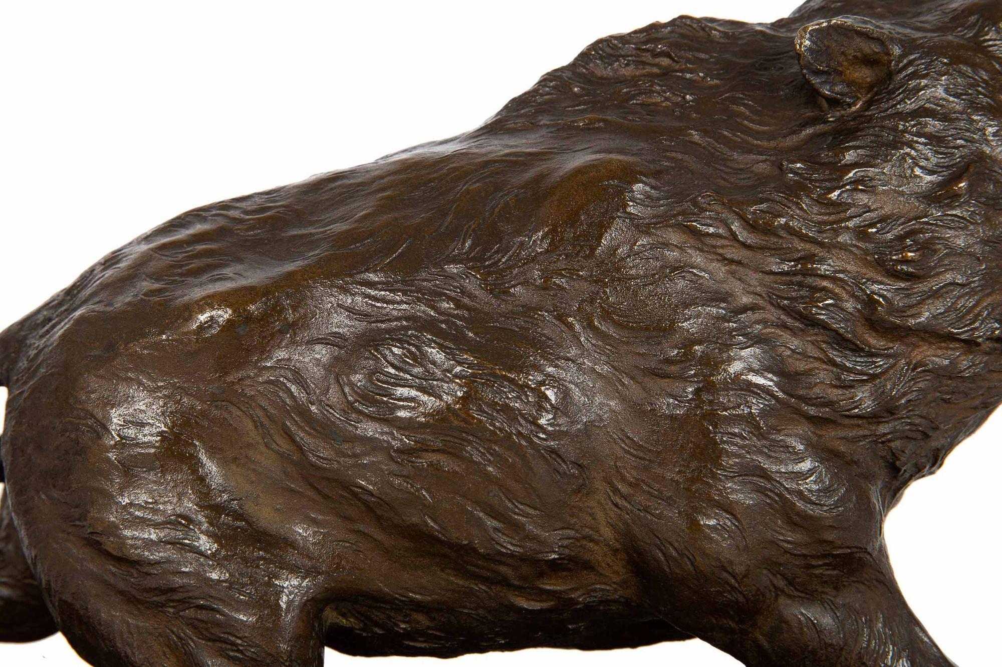 Japanese Meiji Bronze Okimono of a Wild Boar by Akasofu Gyokko For Sale 7