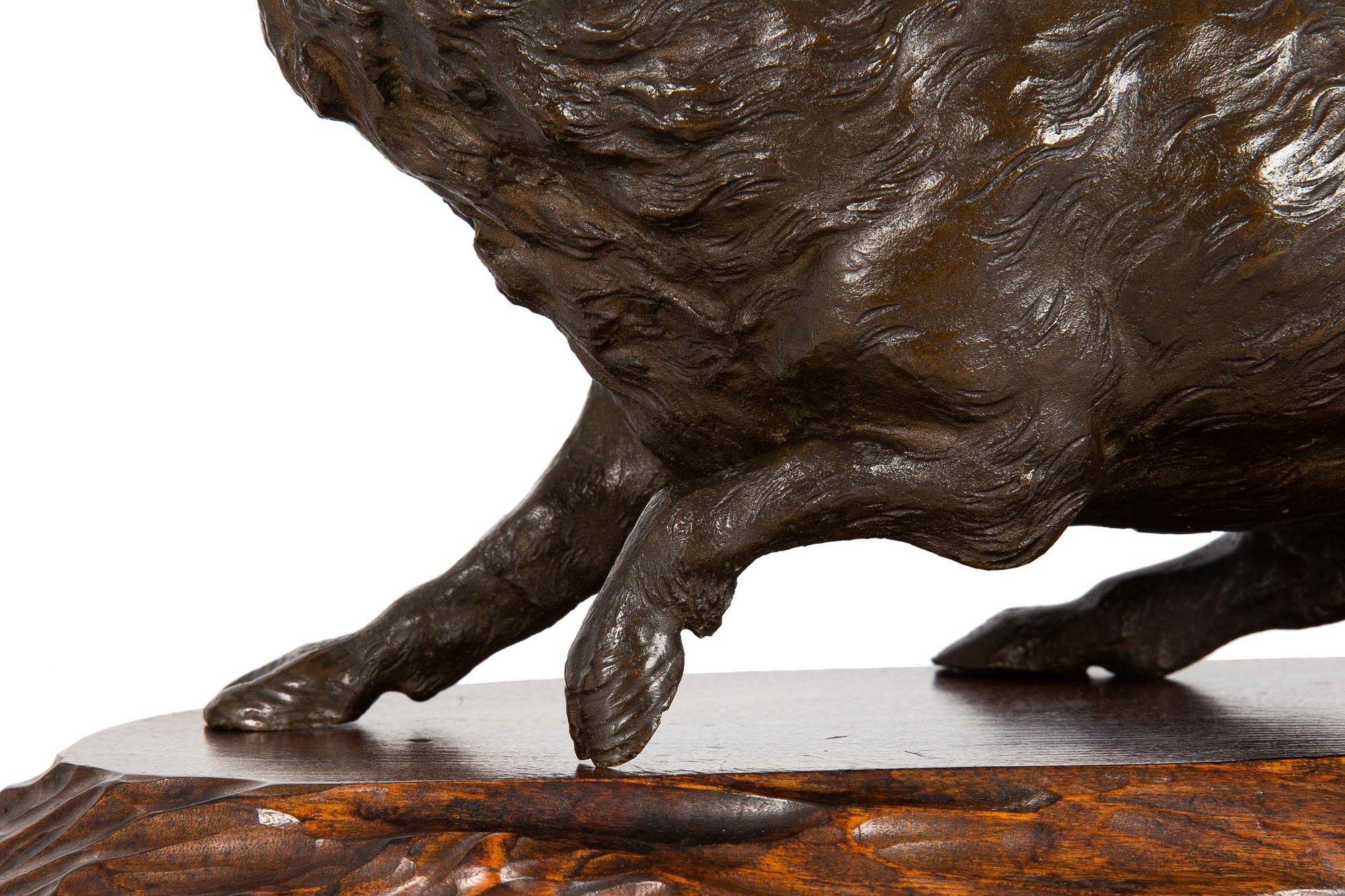 Japanese Meiji Bronze Okimono of a Wild Boar by Akasofu Gyokko For Sale 11