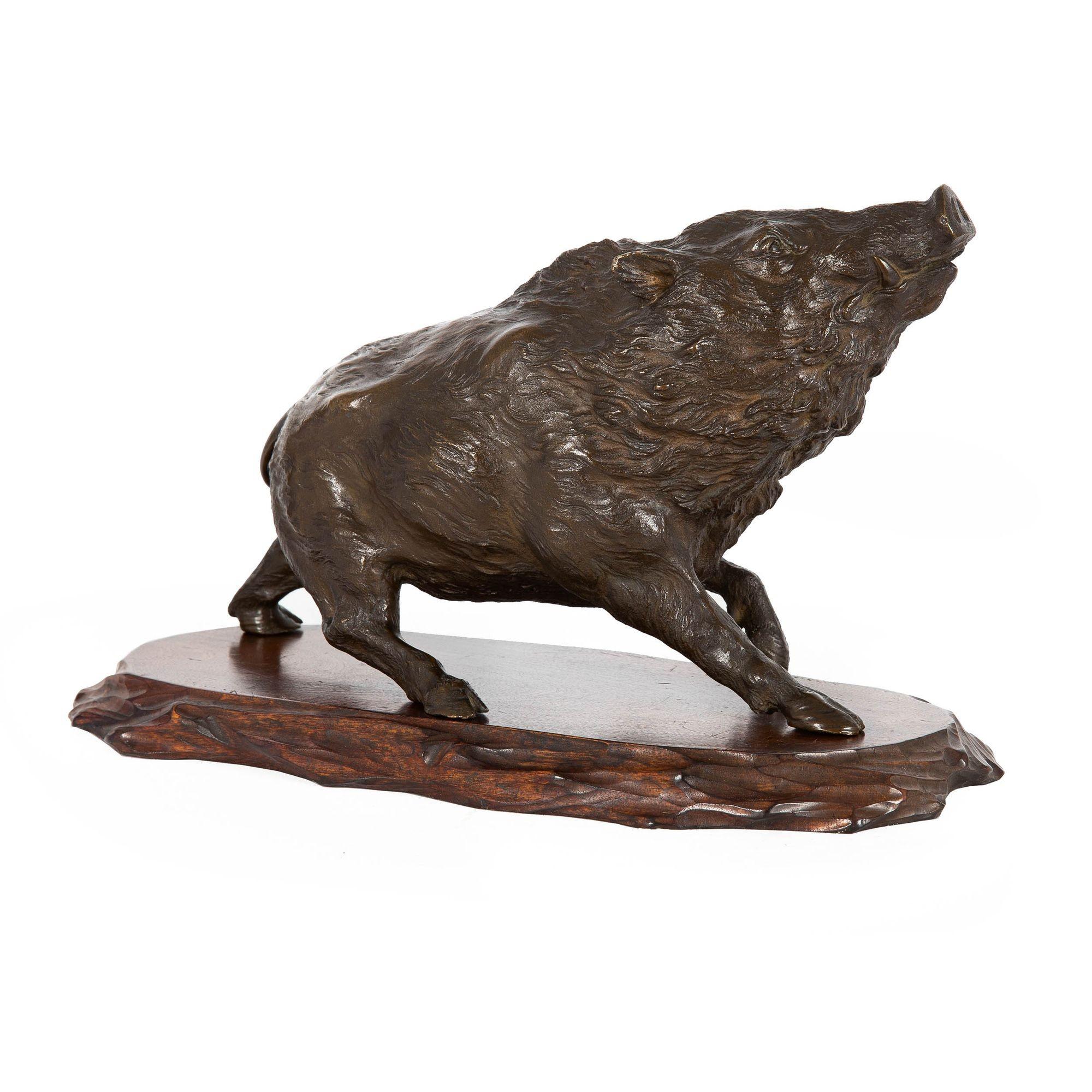 Japanese Meiji Bronze Okimono of a Wild Boar by Akasofu Gyokko In Good Condition For Sale In Shippensburg, PA
