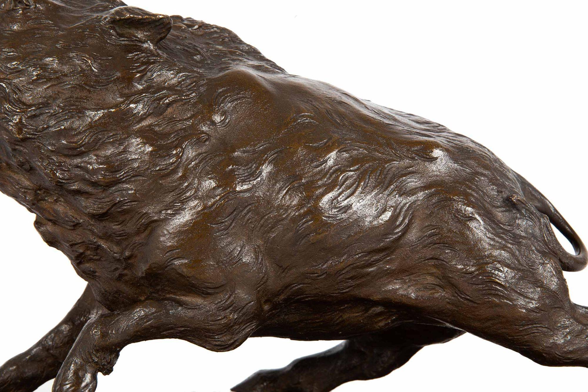 Japanese Meiji Bronze Okimono of a Wild Boar by Akasofu Gyokko For Sale 5
