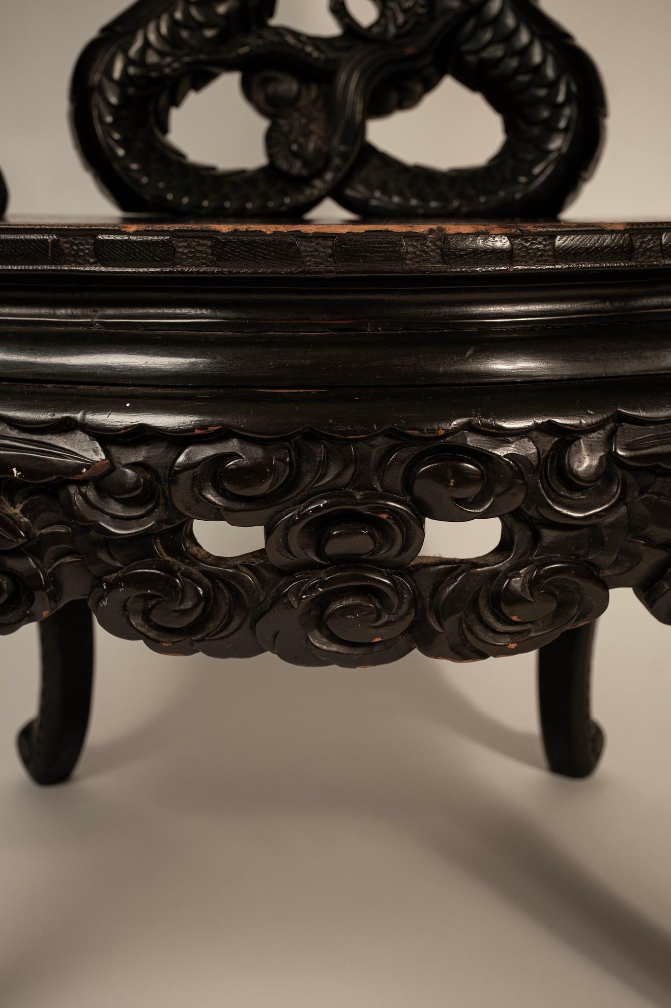 Japanese Meiji Period Carved Dragon Chair For Sale 8