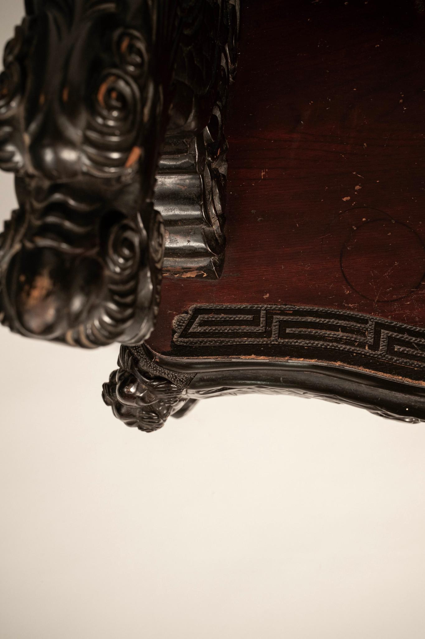 Japanese Meiji Period Carved Dragon Chair For Sale 10