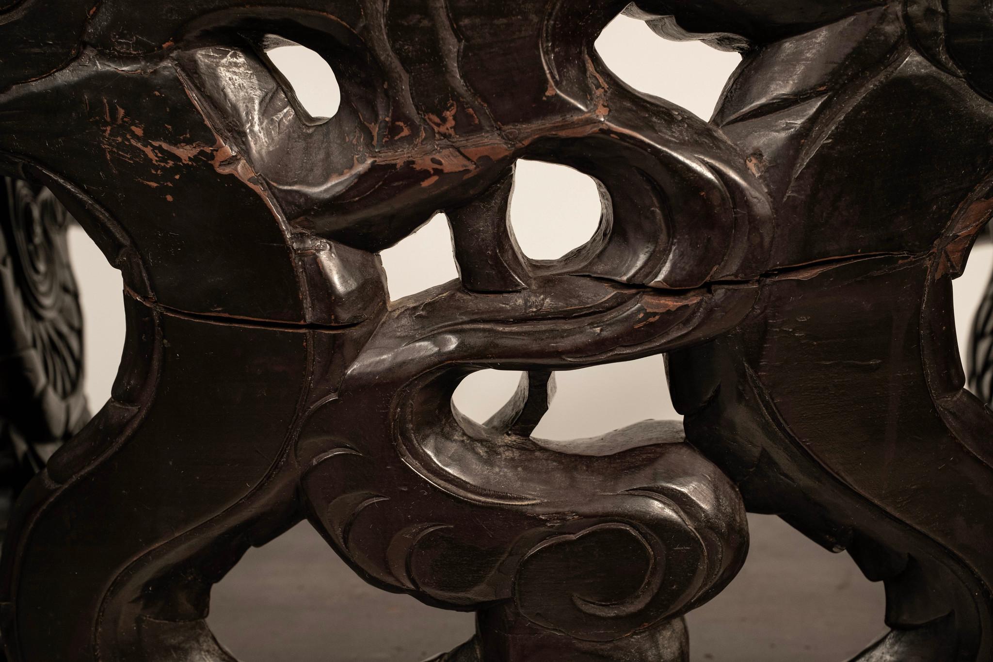 Japanese Meiji Period Carved Dragon Chair For Sale 14