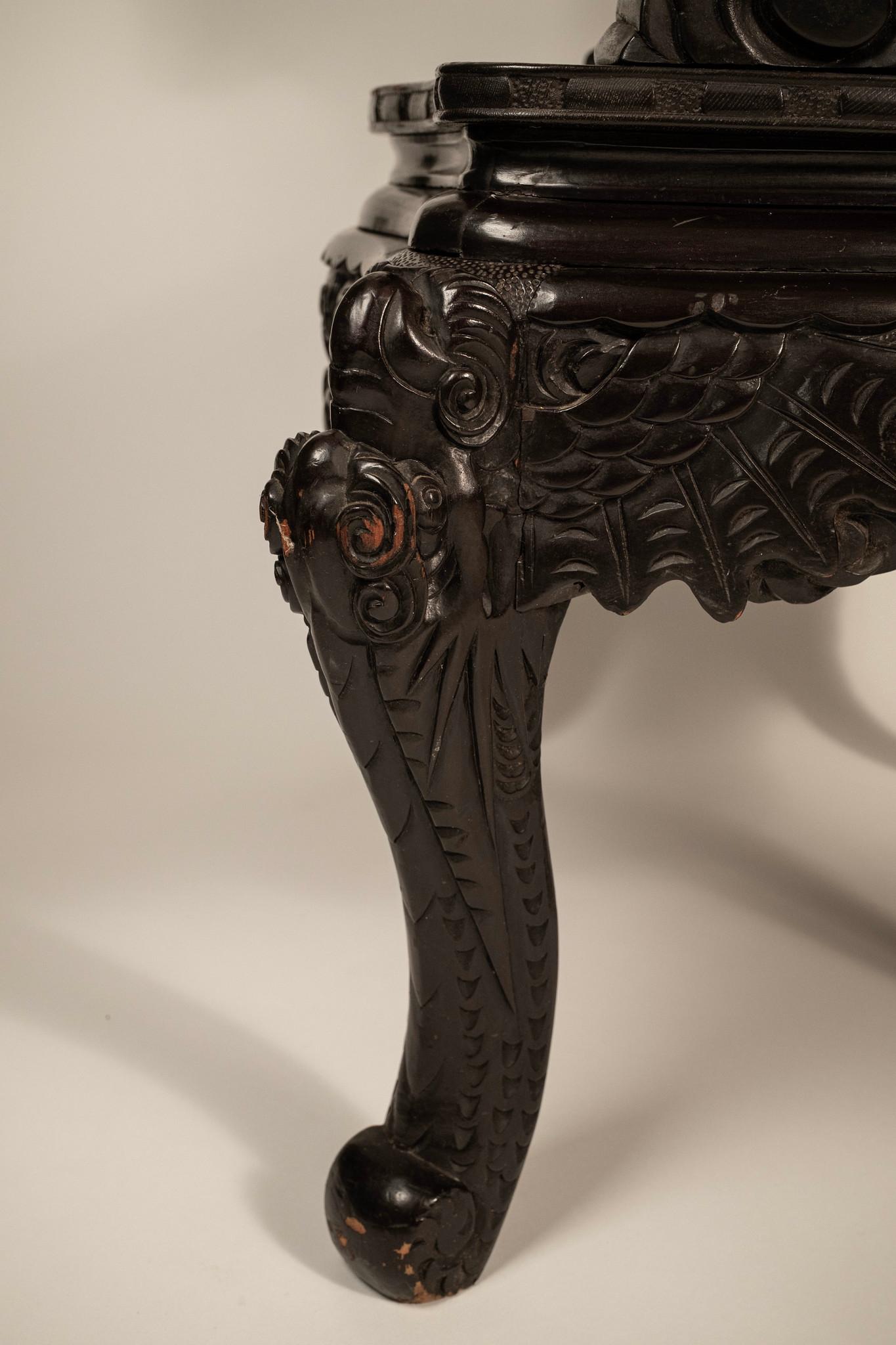 Japanese Meiji Period Carved Dragon Chair For Sale 1