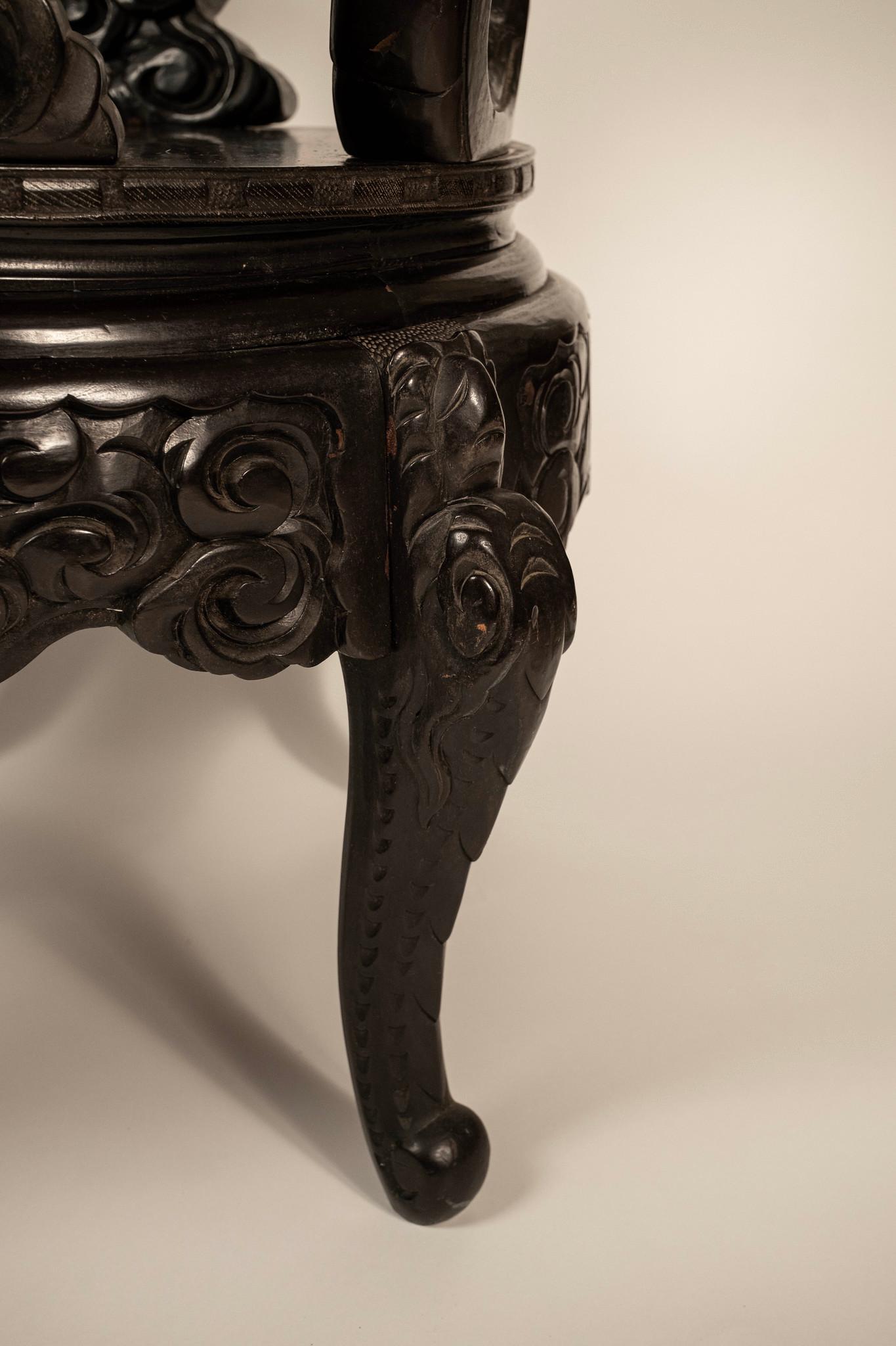 Japanese Meiji Period Carved Dragon Chair For Sale 2