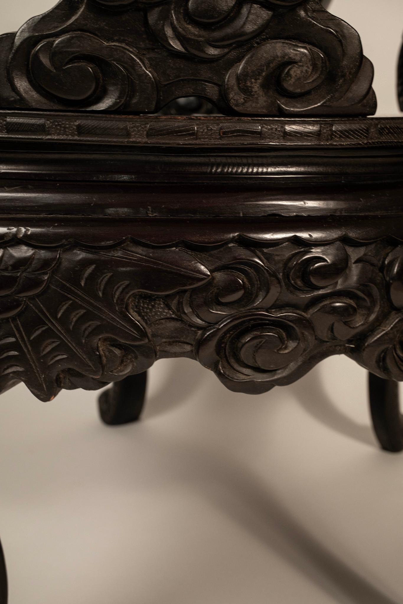 Japanese Meiji Period Carved Dragon Chair For Sale 3