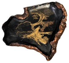 Japanese Meiji Period Carved Root Wood Serving Tray, ca. 1868-1912