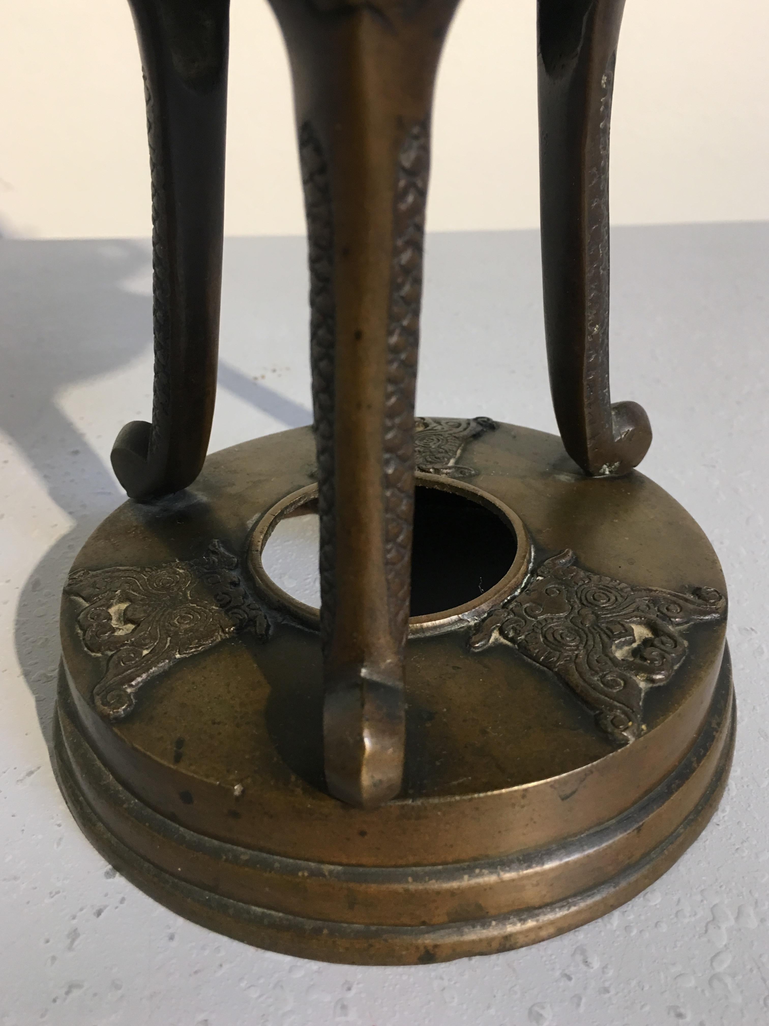 Japanese Meiji Period Cast Bronze Incense Burner with Kirin and Dragons, Koro 5