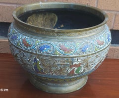 Japanese Meiji Period Champleve Enameled Bronze Jardiniere, Circa 1870s