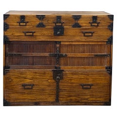Japanese Meiji Period Chestnut Tansu, 19th Century