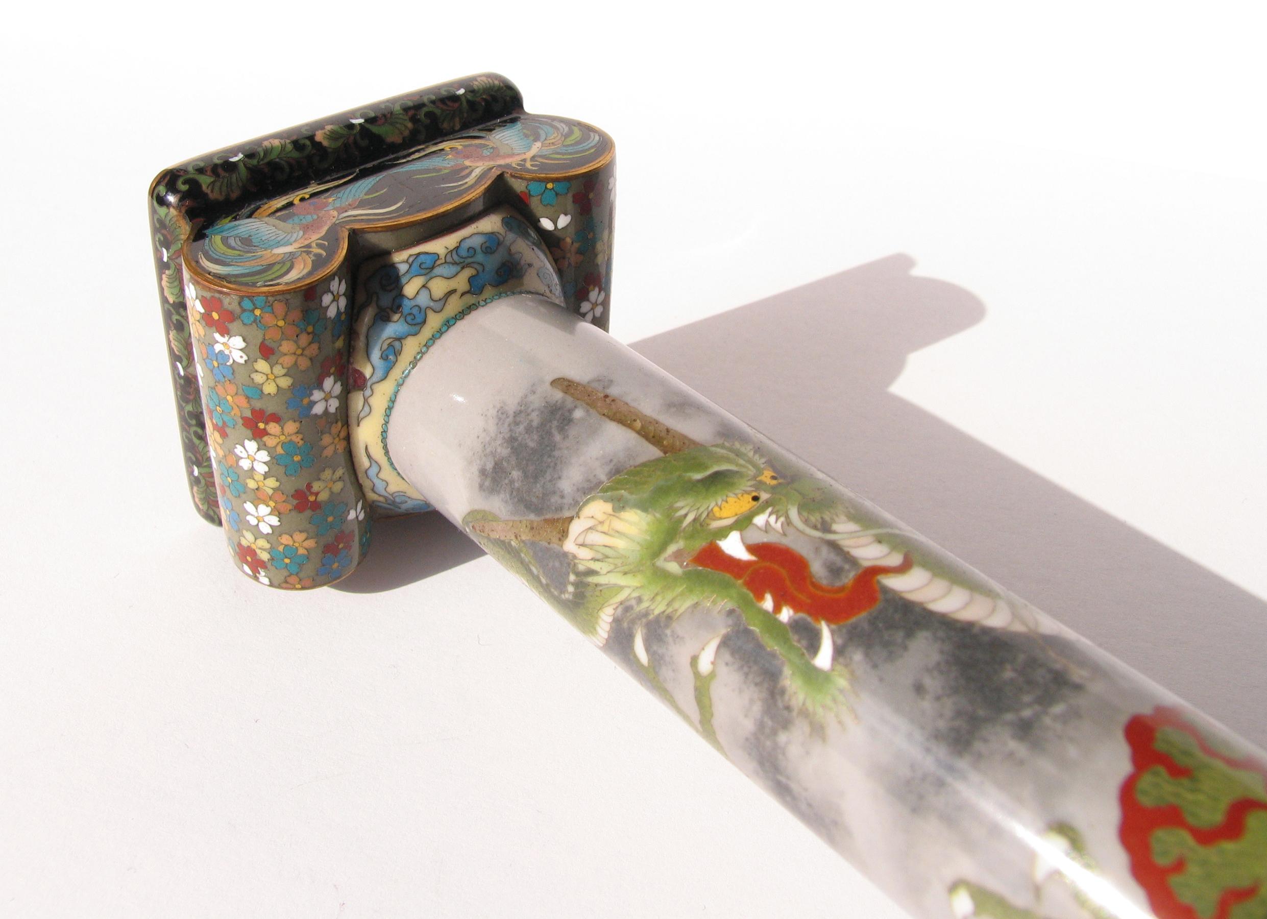 19th Century Japanese Meiji Period Cloisonne Dragon Candlestick Holder For Sale