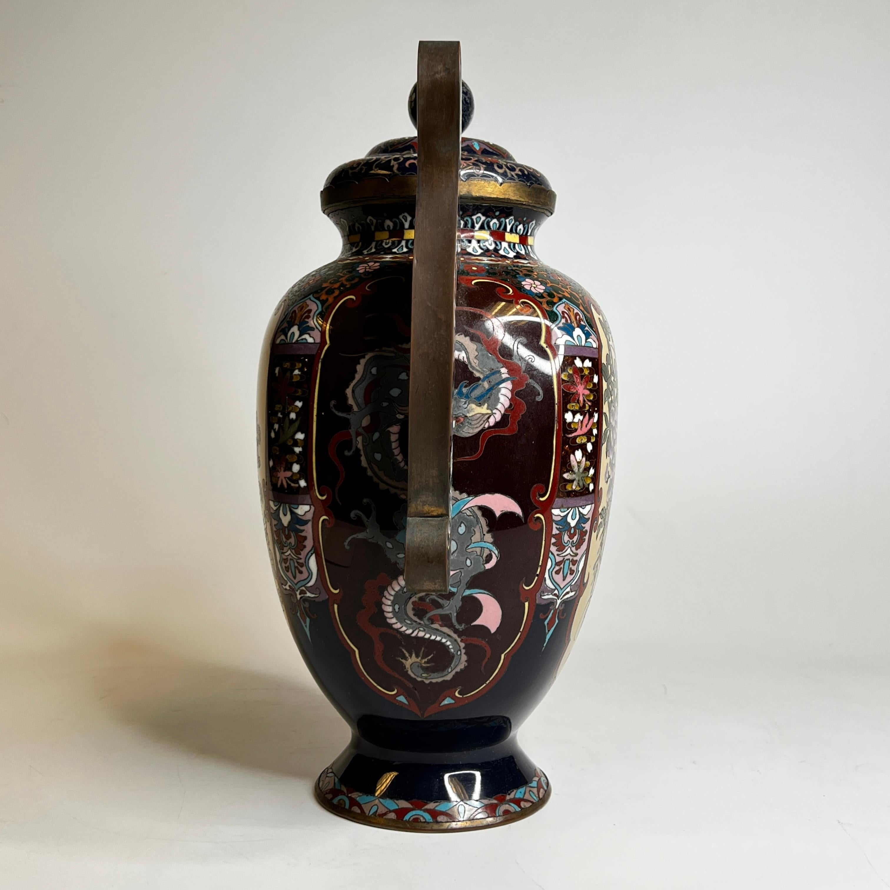 Japanese Meiji Period Cloisonne Enamel Covered Vase 4