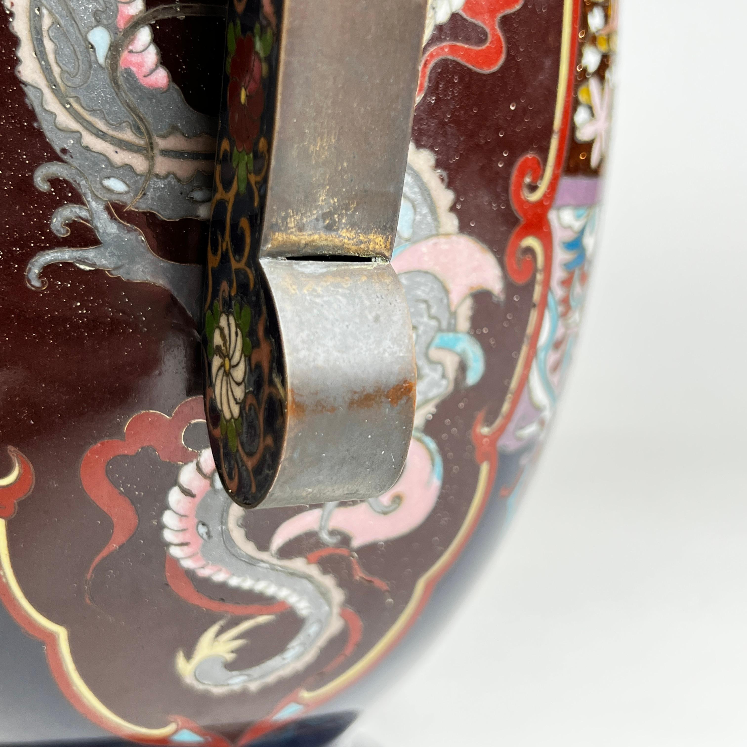 Japanese Meiji Period Cloisonne Enamel Covered Vase 6