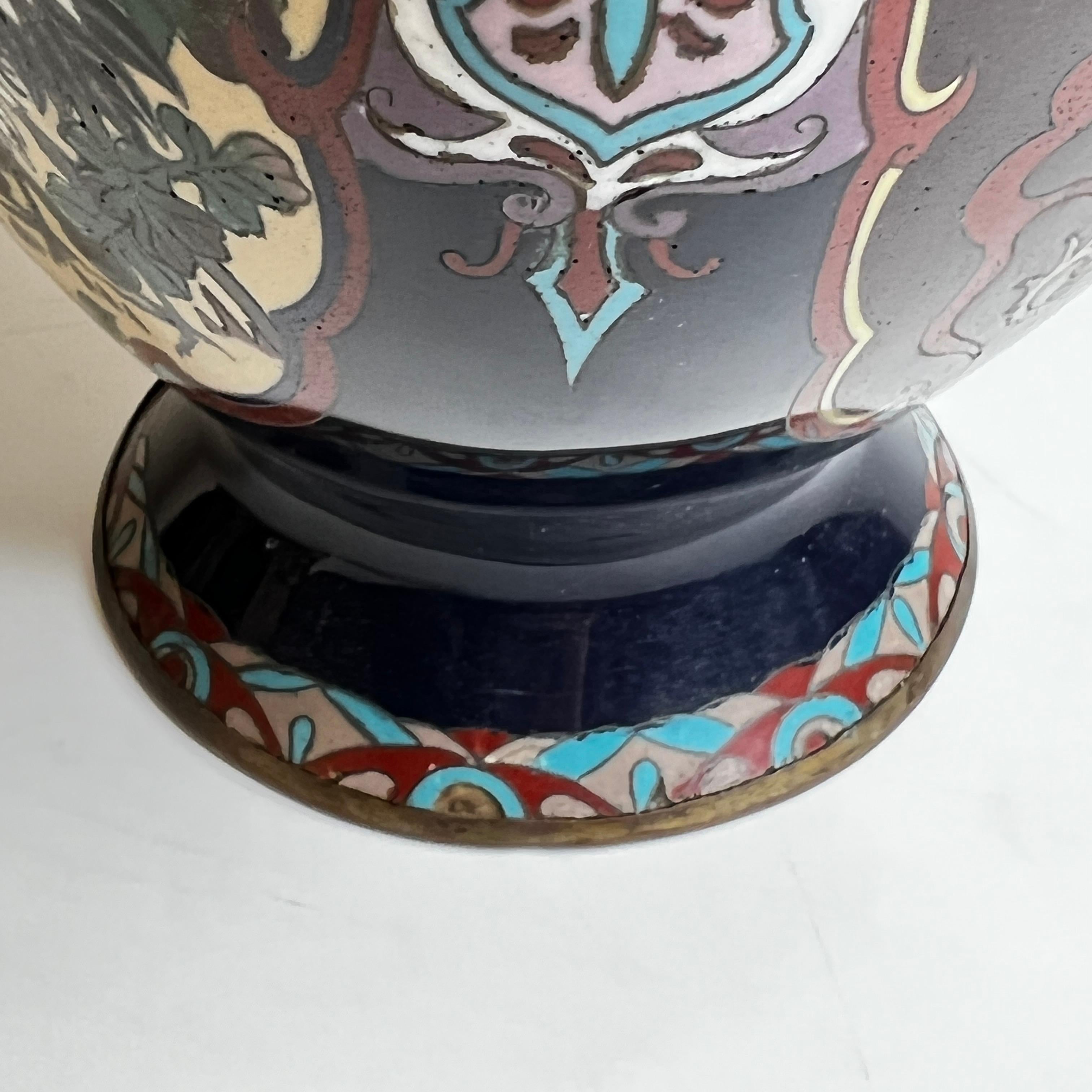 Japanese Meiji Period Cloisonne Enamel Covered Vase 9