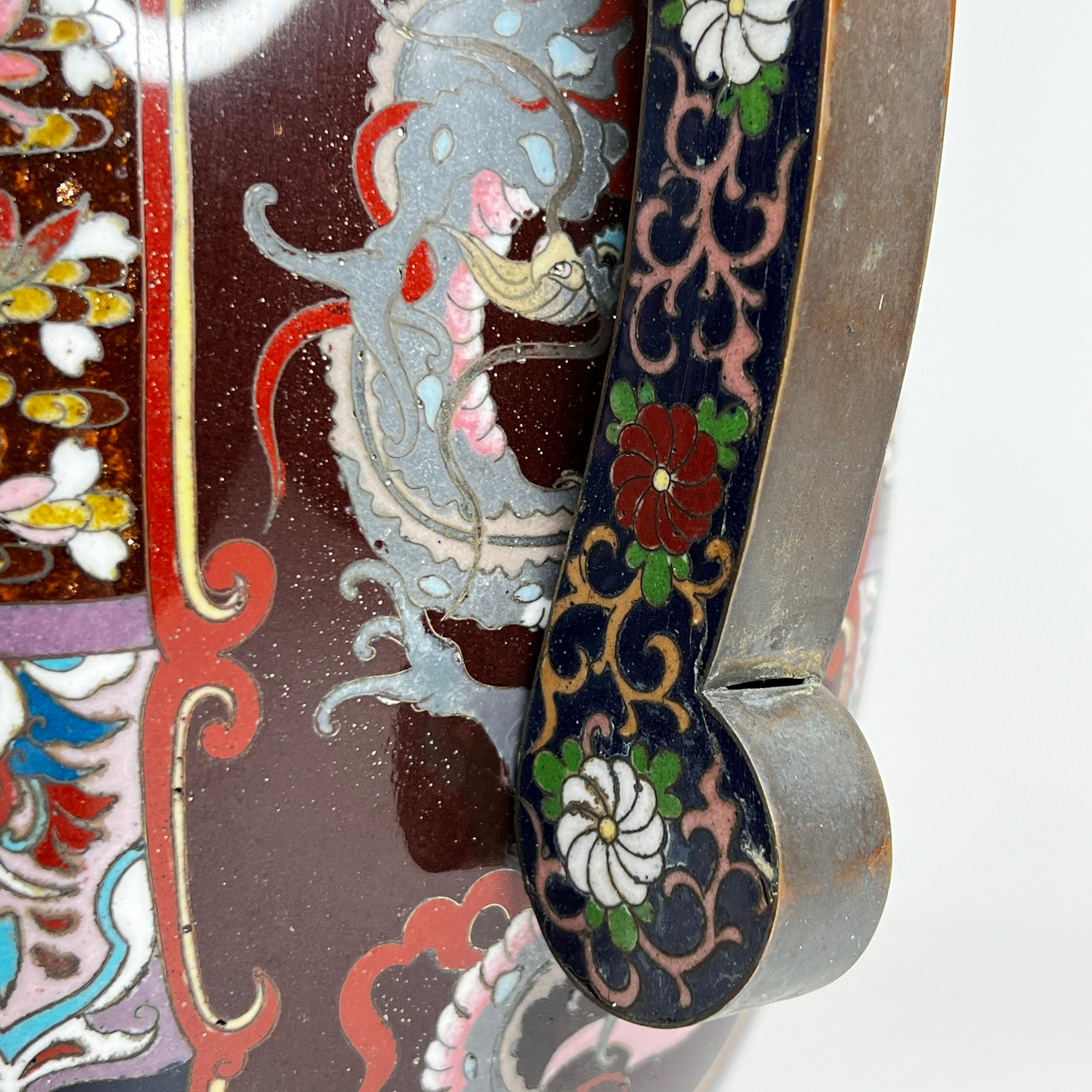 Japanese Meiji Period Cloisonne Enamel Covered Vase 12