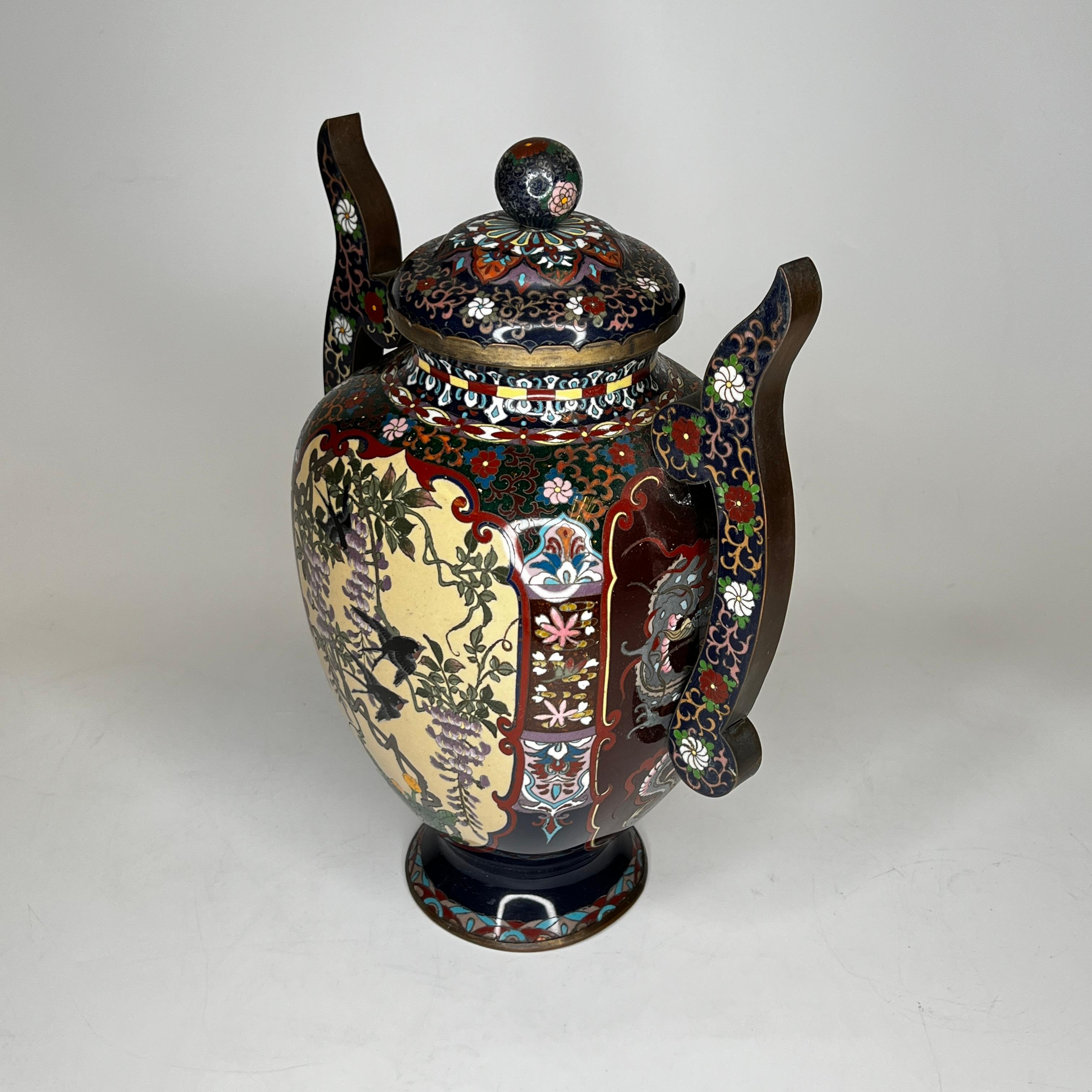 Cloissoné Japanese Meiji Period Cloisonne Enamel Covered Vase