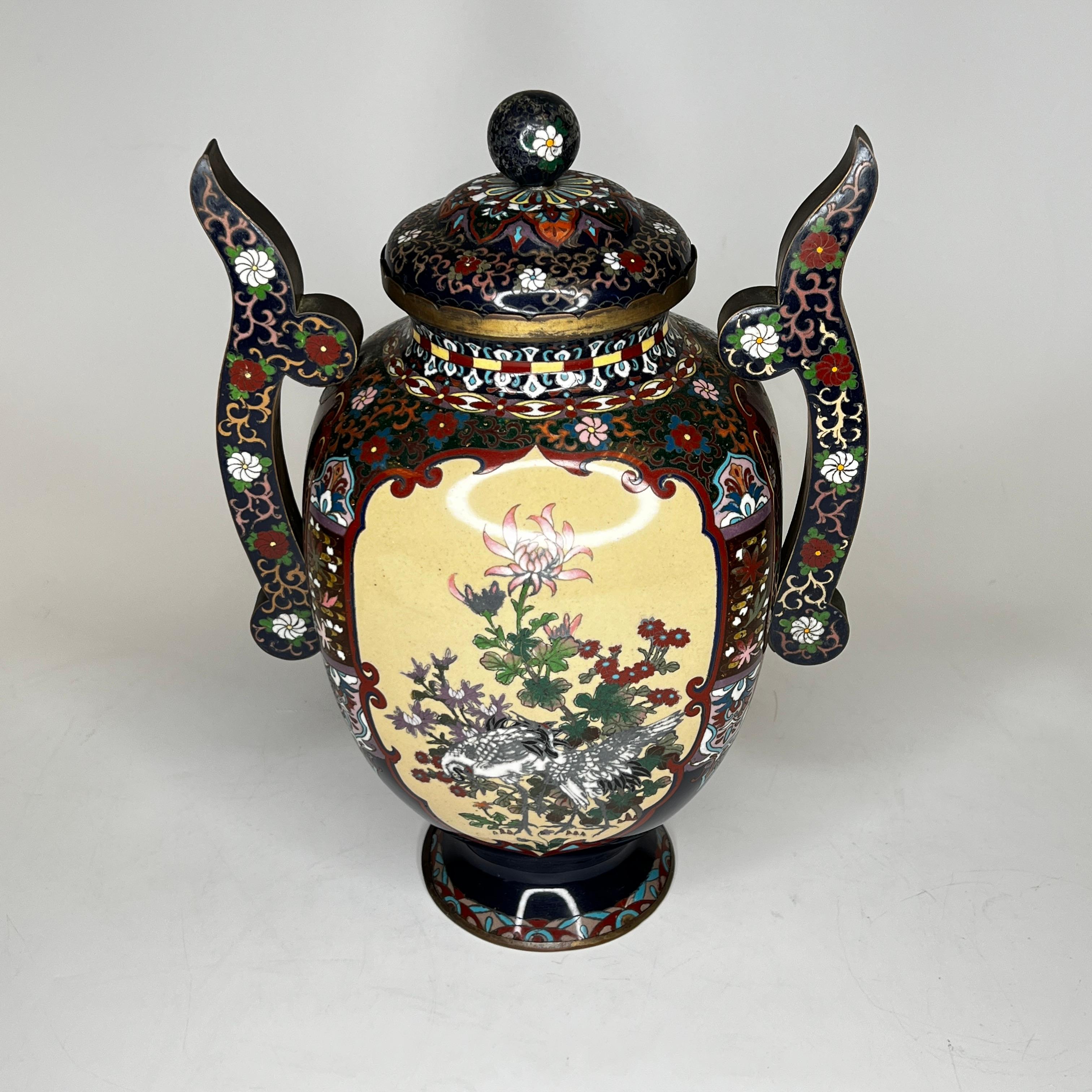 19th Century Japanese Meiji Period Cloisonne Enamel Covered Vase