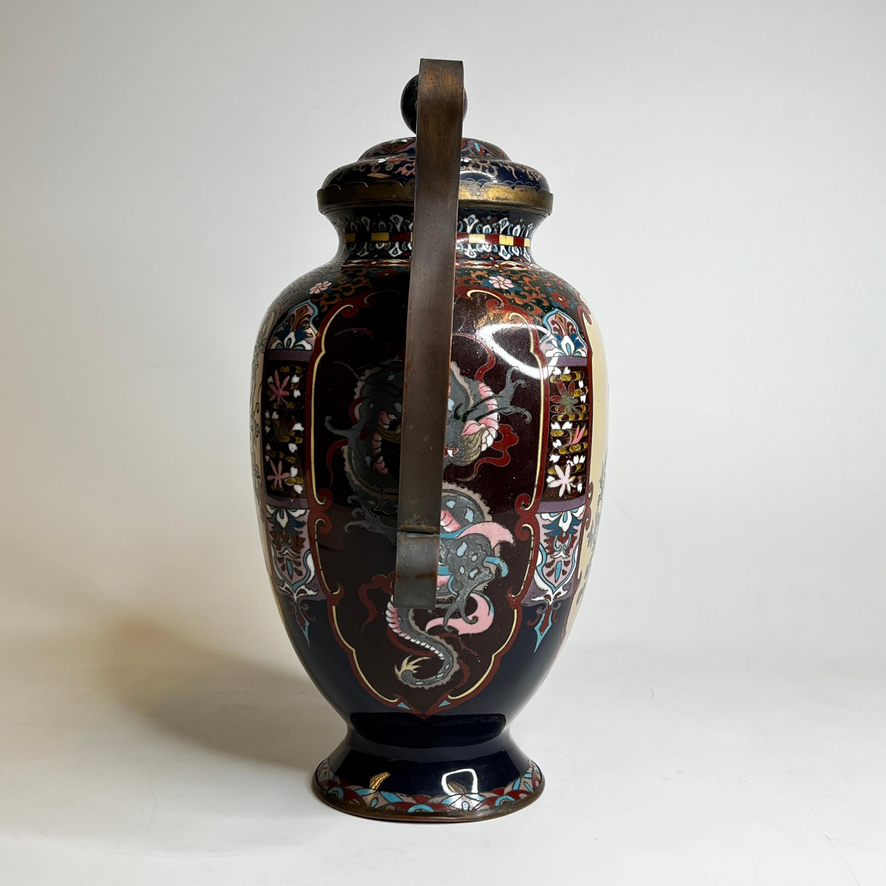 Japanese Meiji Period Cloisonne Enamel Covered Vase 2