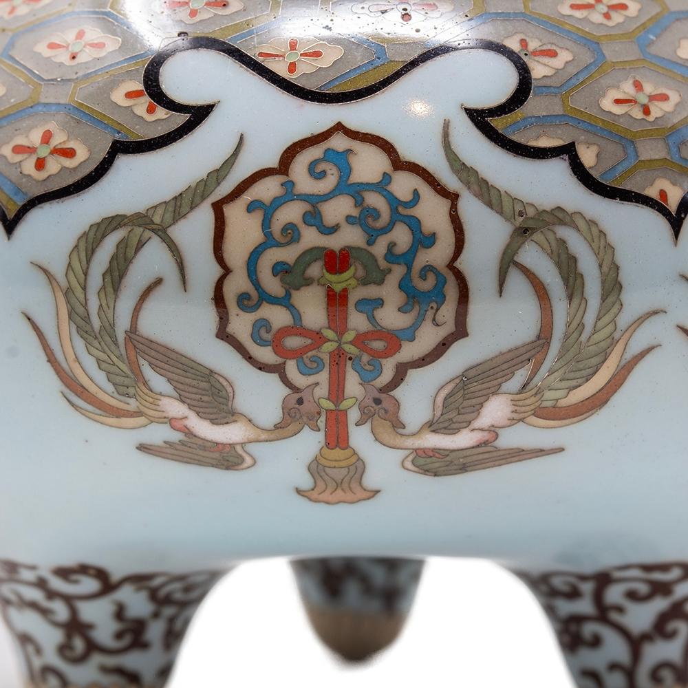 Japanese Meiji Period Cloisonne Enamel Koro Tsukamoto Hikokichi For Sale 4