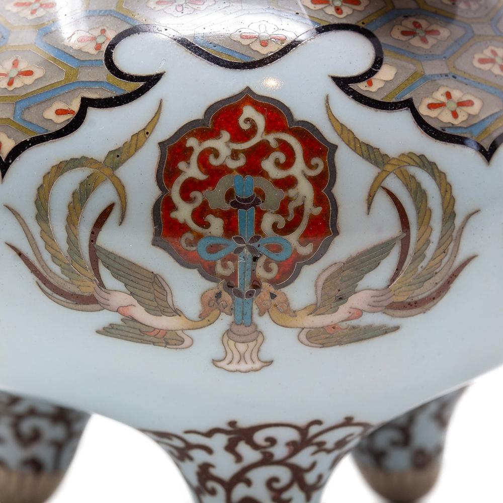 Japanese Meiji Period Cloisonne Enamel Koro Tsukamoto Hikokichi For Sale 5