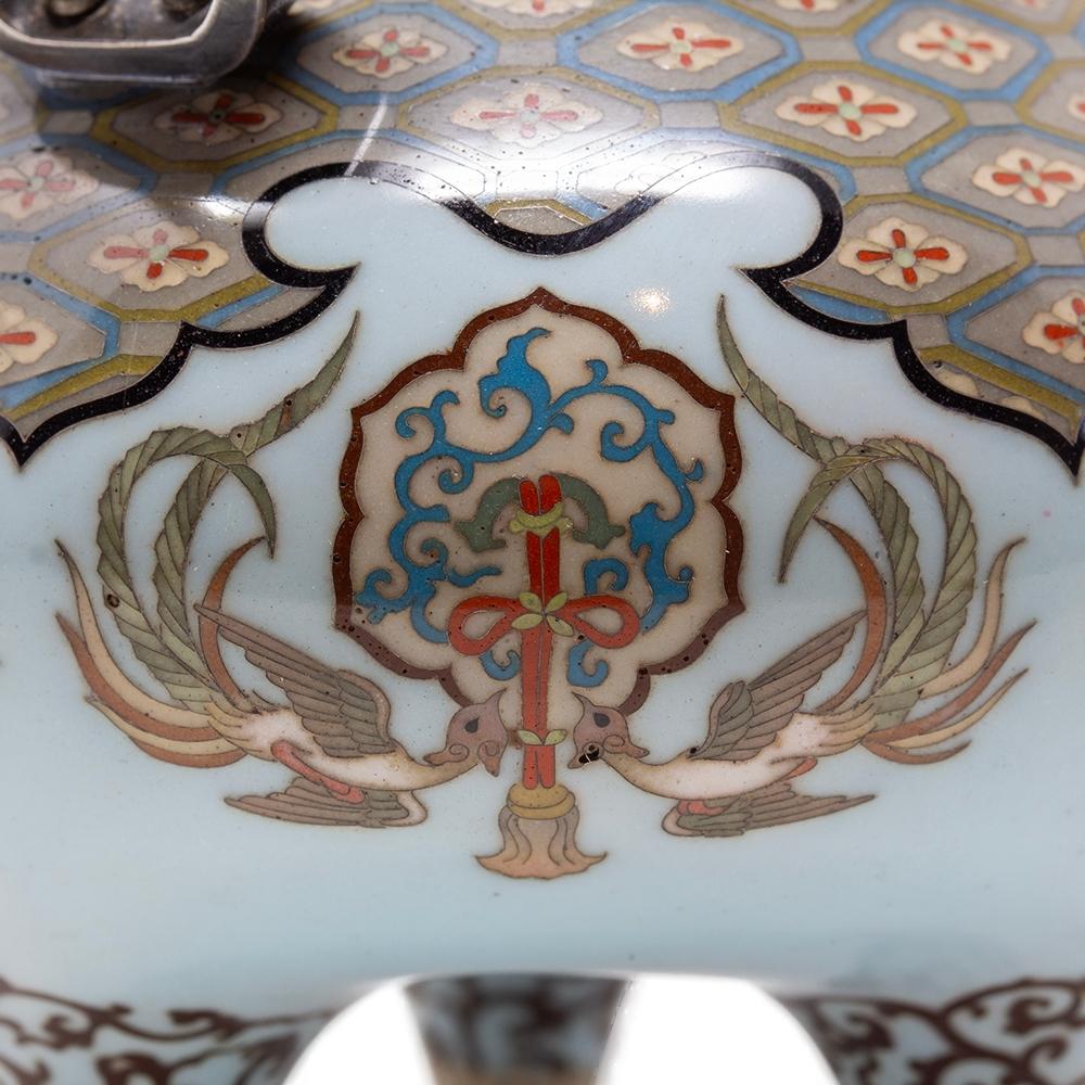 Japanese Meiji Period Cloisonne Enamel Koro Tsukamoto Hikokichi For Sale 6