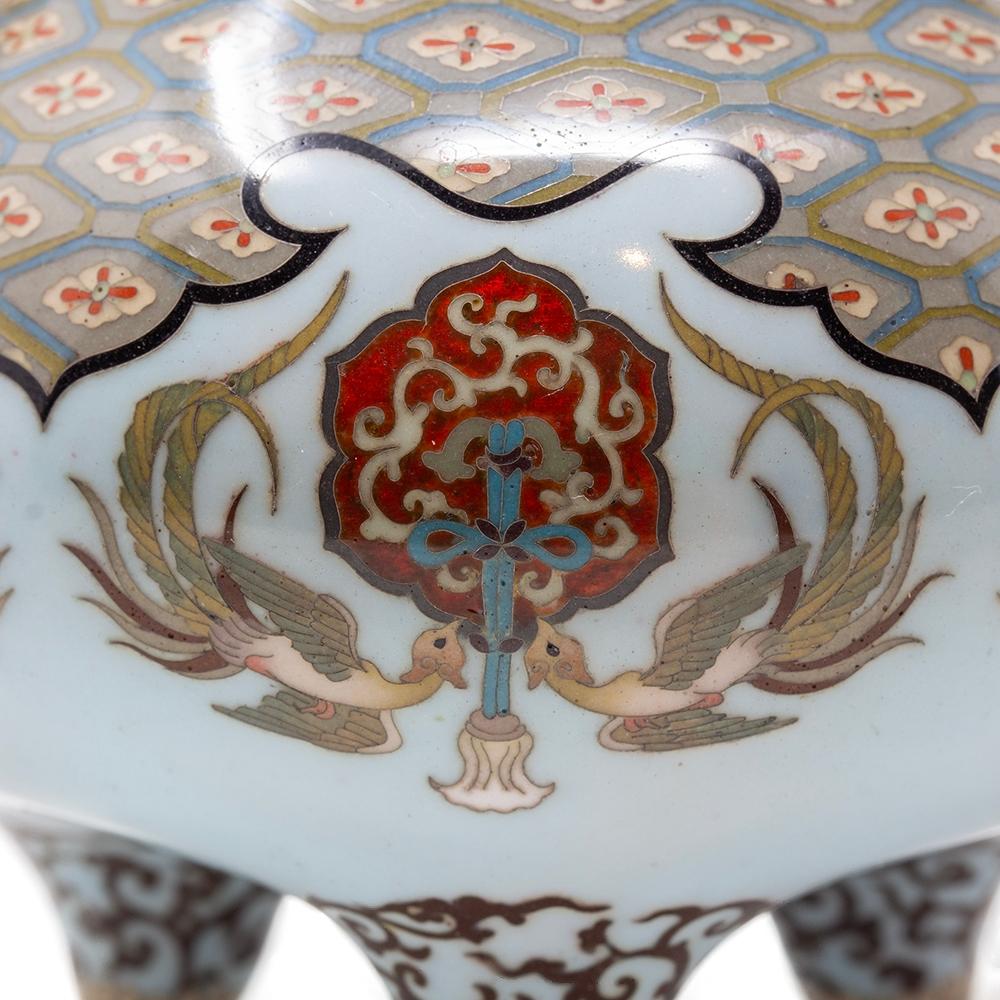 Japanese Meiji Period Cloisonne Enamel Koro Tsukamoto Hikokichi For Sale 7