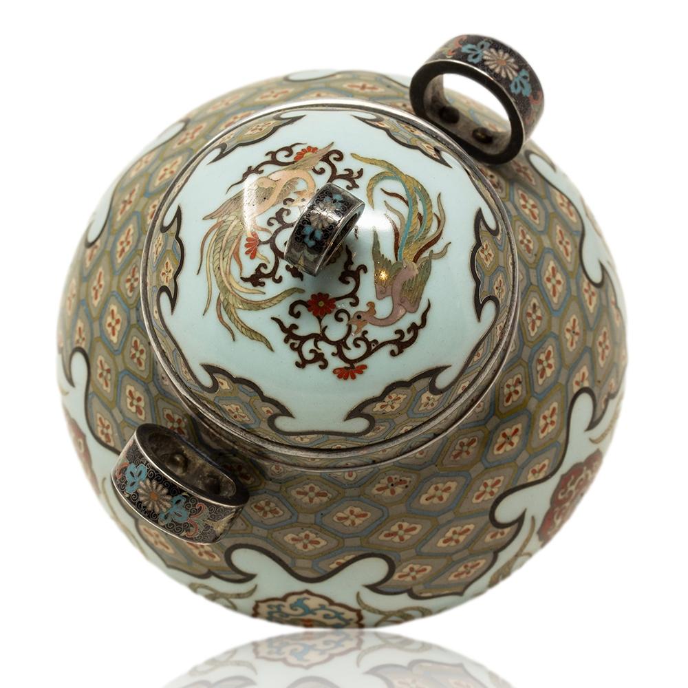 Japanese Meiji Period Cloisonne Enamel Koro Tsukamoto Hikokichi For Sale 11