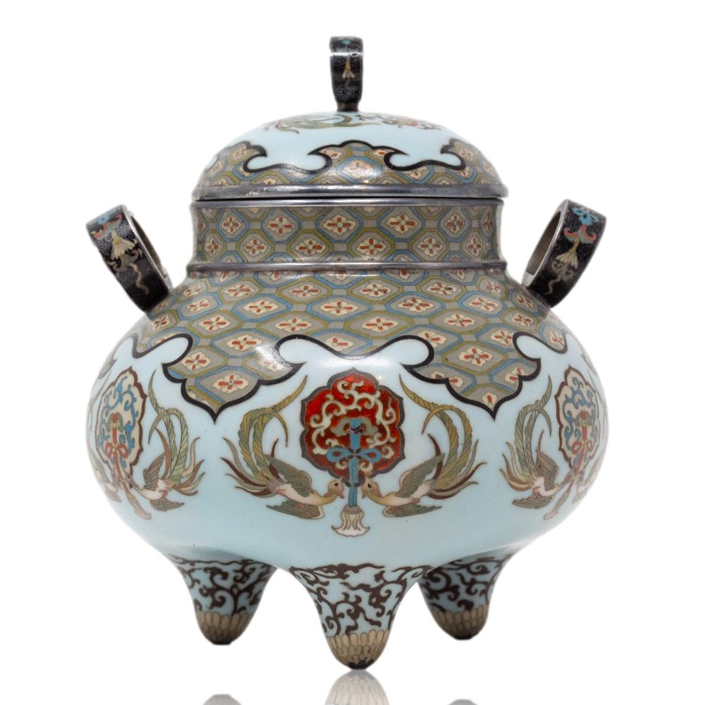 Japanese Meiji Period Cloisonne Enamel Koro Tsukamoto Hikokichi In Good Condition For Sale In Newark, England