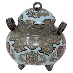 Japanese Meiji Period Cloisonne Enamel Koro Tsukamoto Hikokichi