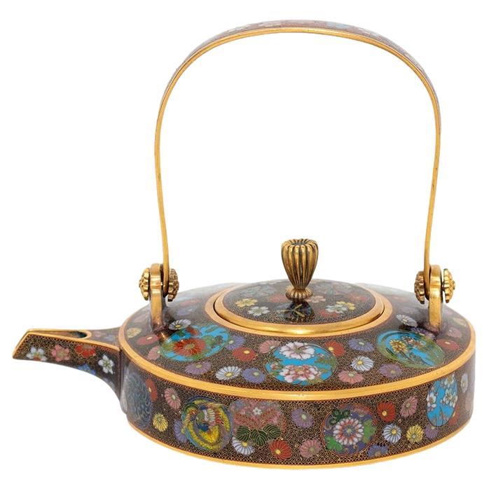 Pot à Saké en émail cloisonné de la période japonaise Meiji