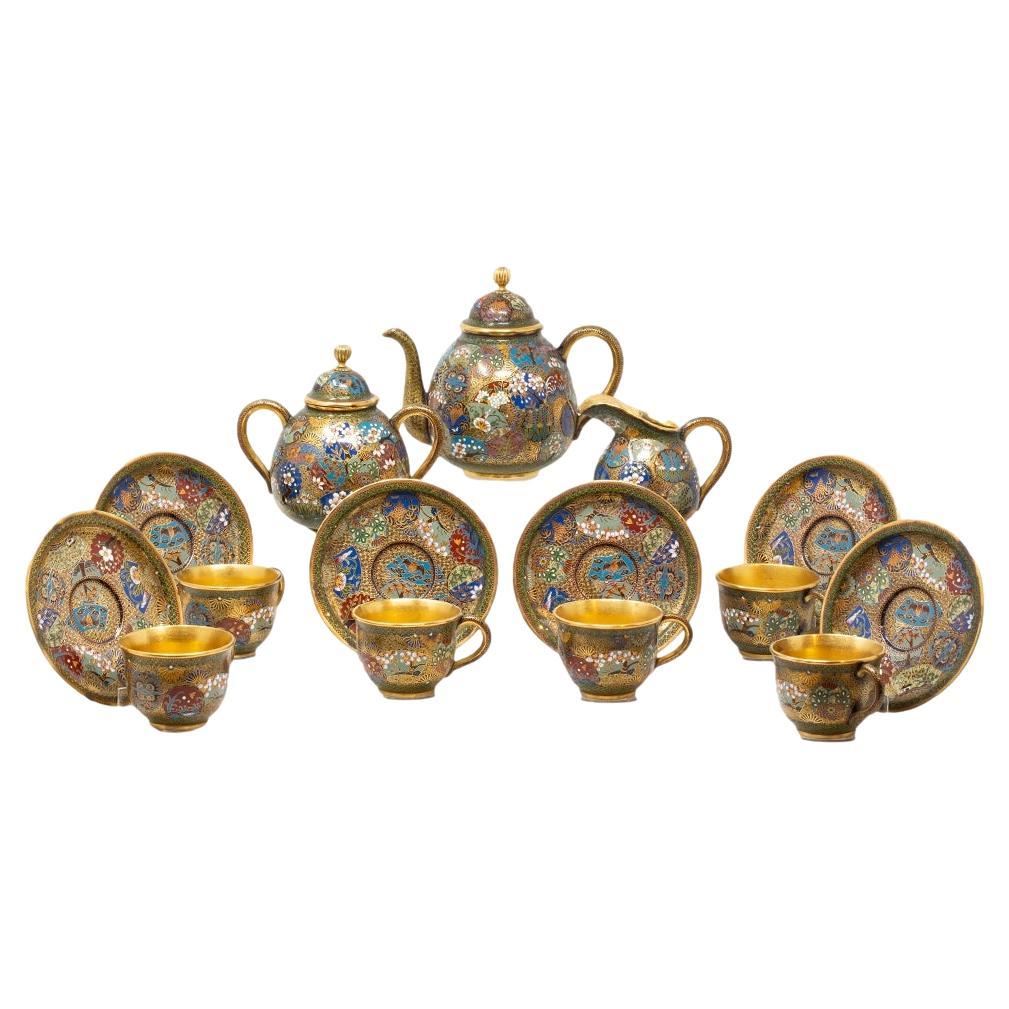 Juego de Té Japonés de Esmalte Cloisonné del Período Meiji