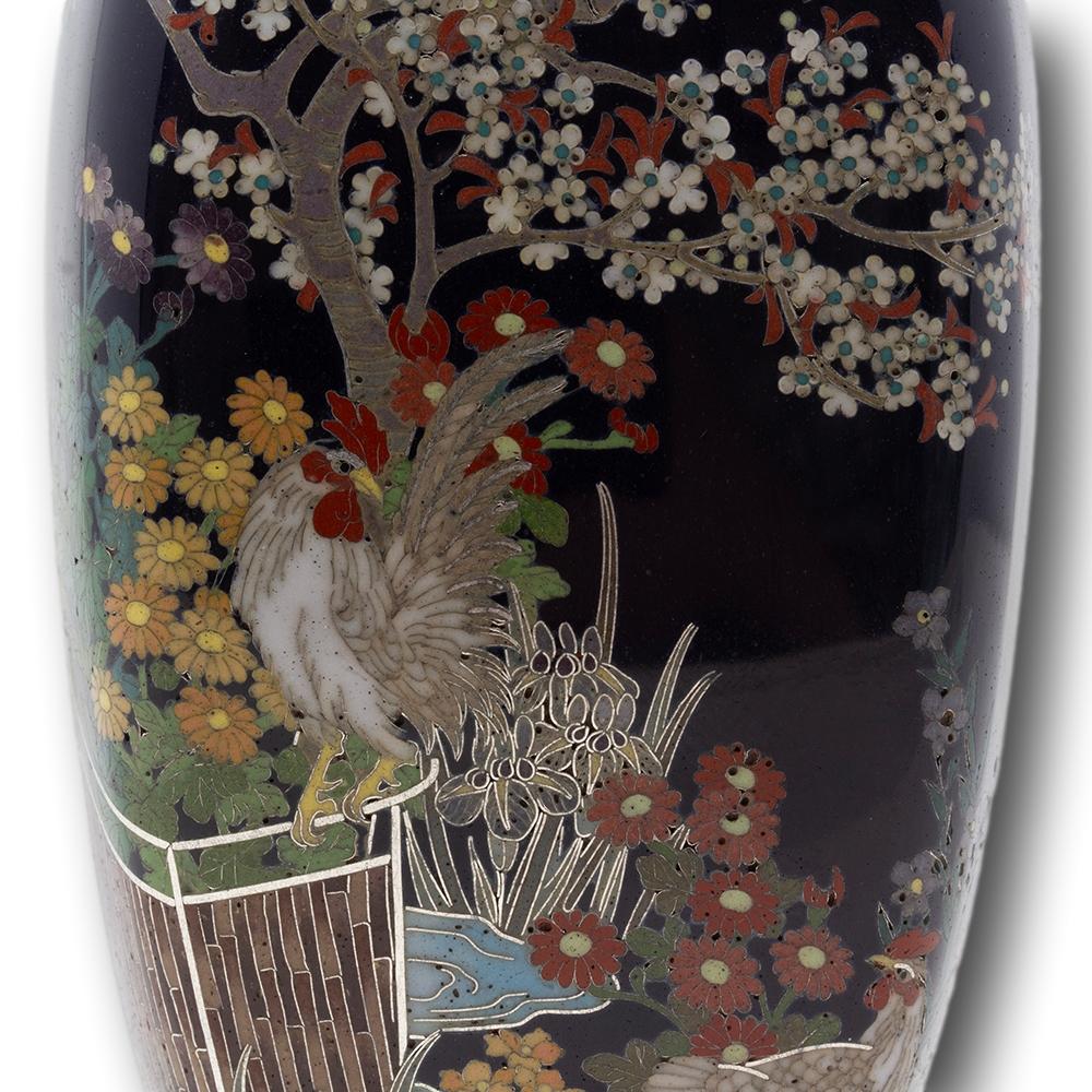 Vase japonais en émail cloisonné de la période Meiji par Ando Jubei en vente 6