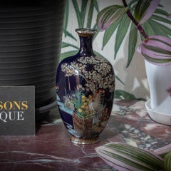 Vaso giapponese in smalto cloisonne del periodo Meiji di Ando Jubei