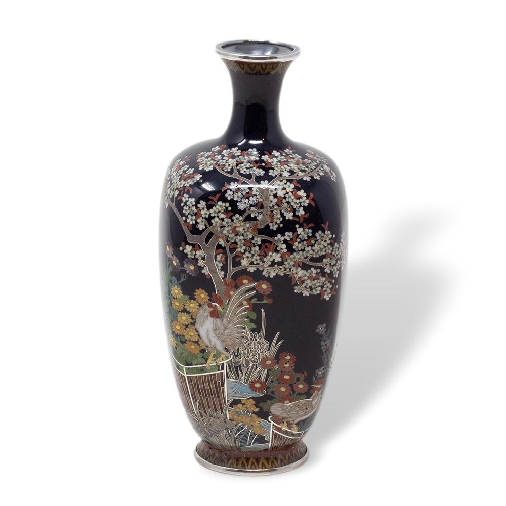 Japonais Vase japonais en émail cloisonné de la période Meiji par Ando Jubei en vente