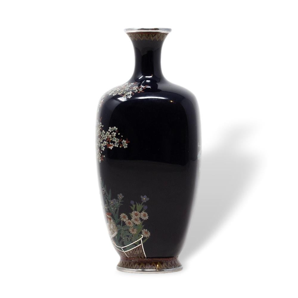 Début du 20ème siècle Vase japonais en émail cloisonné de la période Meiji par Ando Jubei en vente