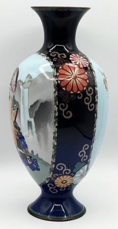 Japanese Meiji Period Cloisonné Vase with Samurai and Floral Motif, Ca. 1890