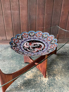 24" Japanese Meiji Period Cloisonne Charger Wall Art Plate Asian Dragon Enamel
