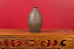 Japanese Meiji Period Early 20th Century Sake Bottle with Brown Patina