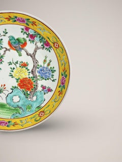 Japanese Meiji Period Famille Jaune Porcelain Charger- Yamatoku