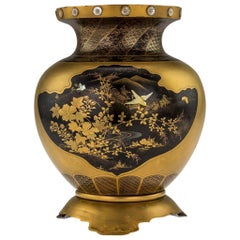 Japanese Meiji Period Gold Lacquer and Shibayama Vase, circa 1890