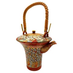 Japanese Meiji Period Hand Painted Gold Chikaramachi "A Thousand Faces" Teapot