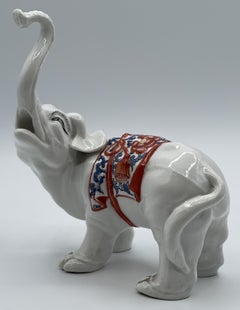 Japanese Meiji Period Imari White Glazed Porcelain Elephant, Circa. 1890